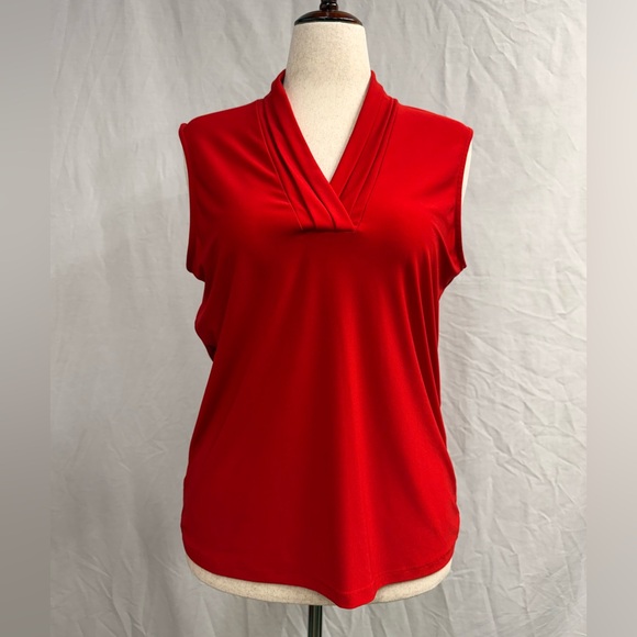 Anne Klein Vibrant Red Sleeveless Blouse - Picture 1 of 7